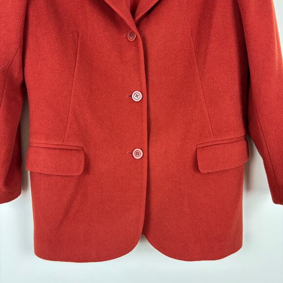 Ann Taylor Vintage 90s Red-Orange 3-Button Blazer Jacket Wool Cashmere Nylon - Picture 3 of 9